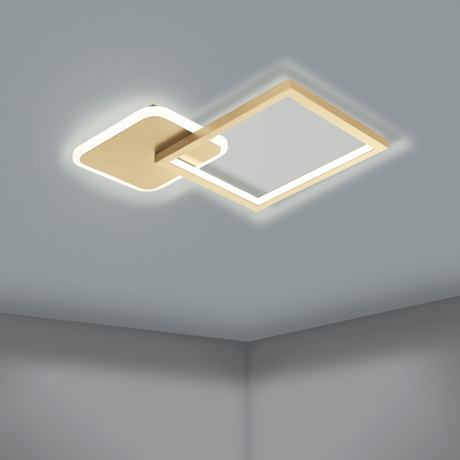 LED-taklampa Gafares, guld, aluminium, 33 cm fjärrkontroll CCT