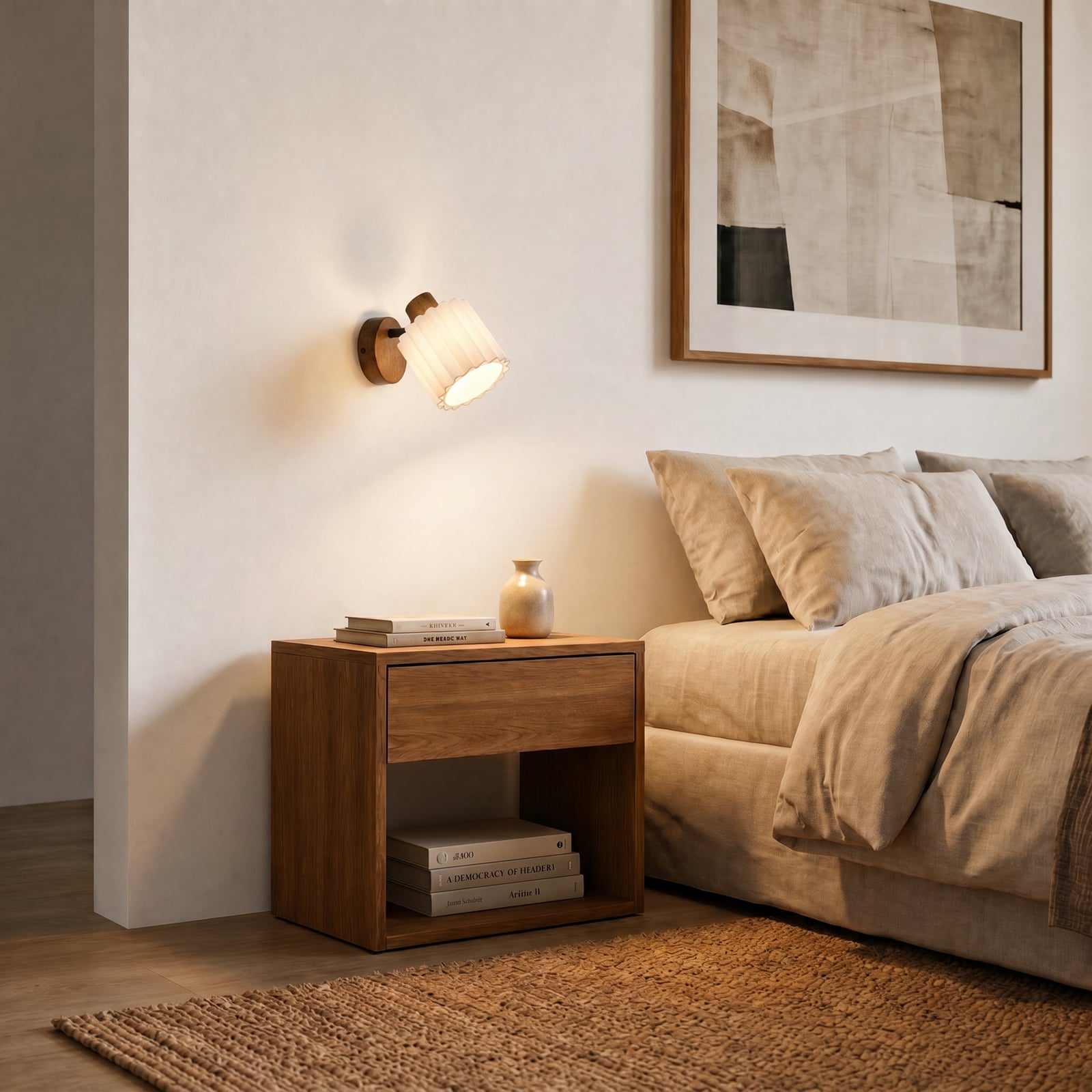 Shiloh spotlight till vägg, trä, linne, valnöt/beige, E14 – Lindby Shiloh spotlight till vägg, trä, linne, valnöt/beige, E14 – Lindby