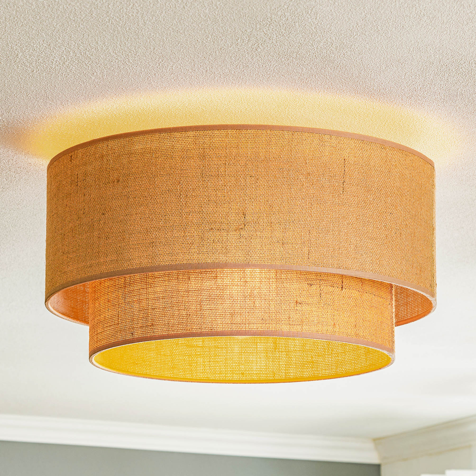 Lampa sufitowa Boho jute, brązowa, Ø45cm