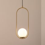 Mudoni pendant light, gold/white, glass, metal, E27