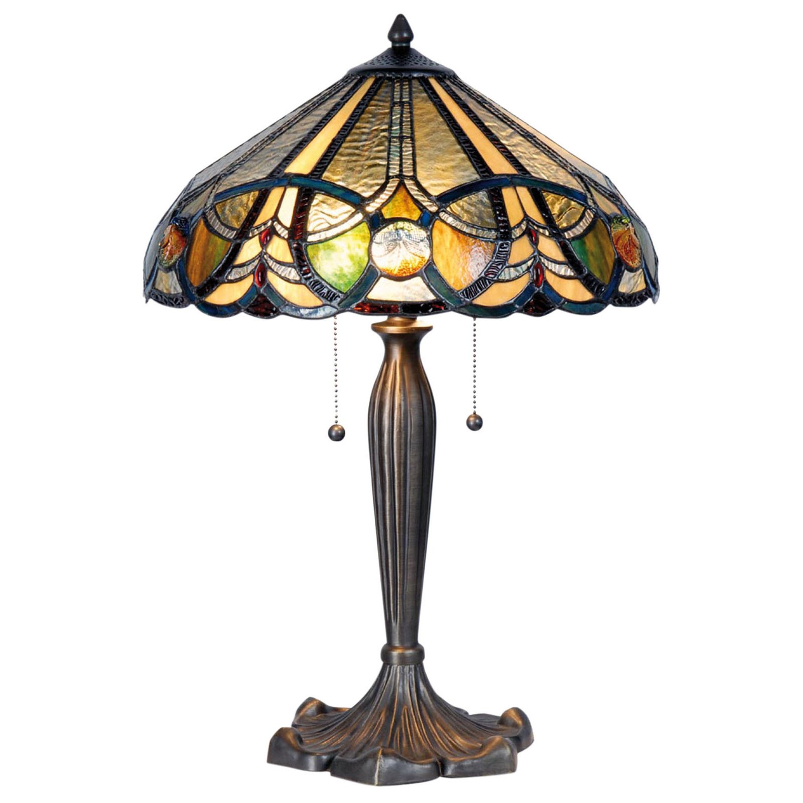 Tafellamp 5299 in Tiffany-Art, twee trekschakelaar