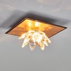 Fiore ceiling light with gold leaf and crystal 1-bulb