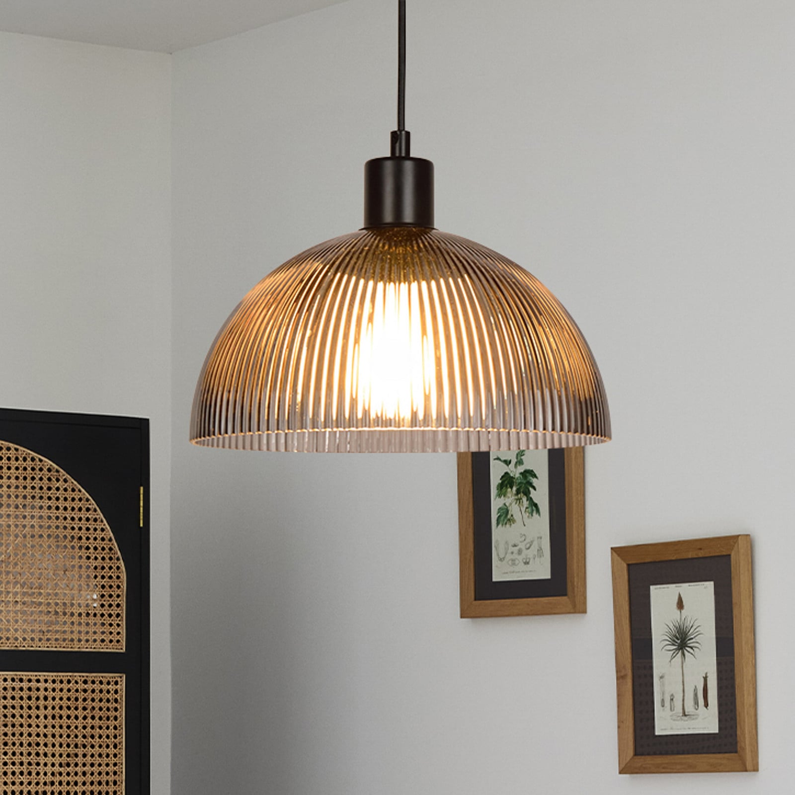 COREP Lampă suspendată Duomo gri fumuriu/negru Ø 25 cm sticlă - Camera de zi / sufragerie - gri fumuriu negru