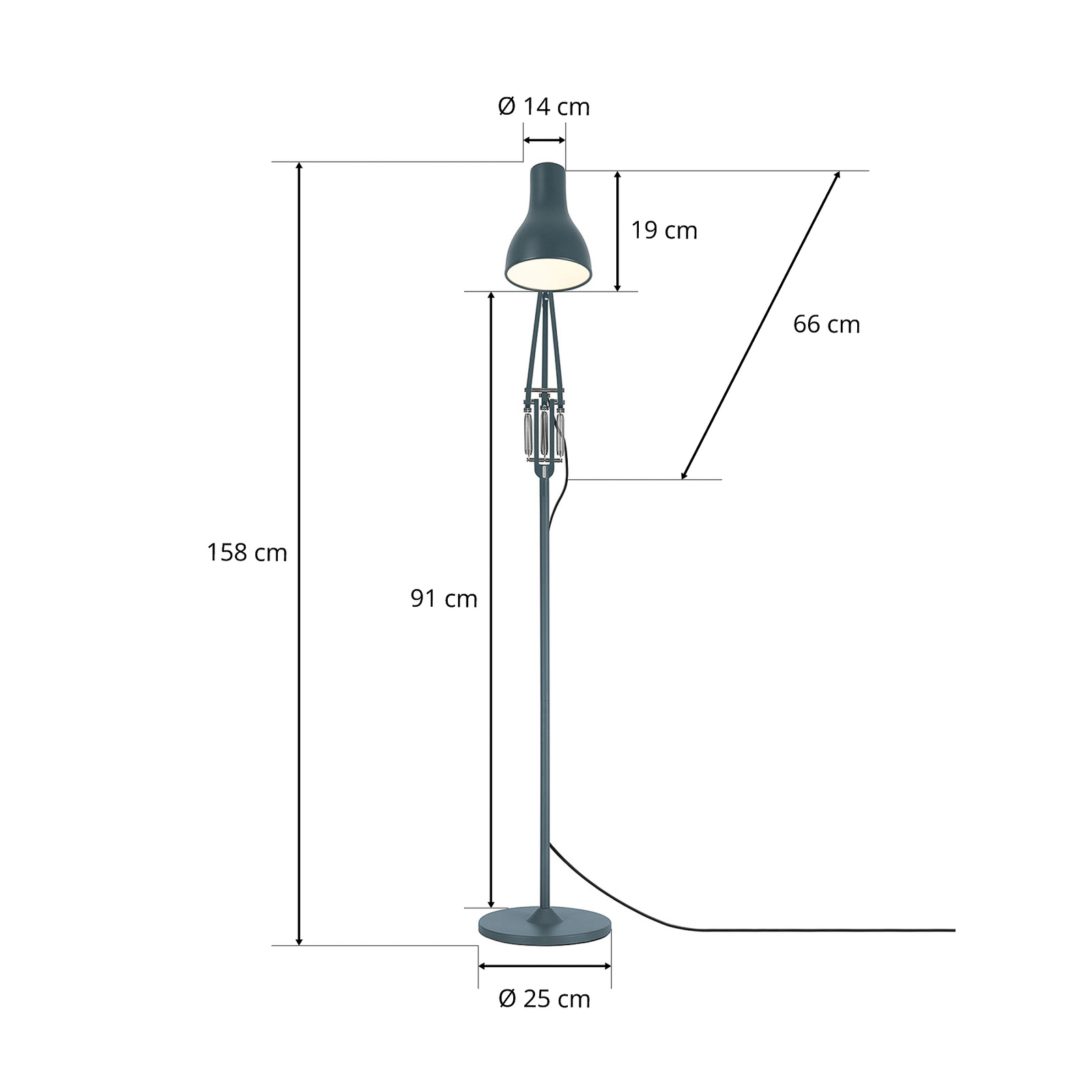 Anglepoise Type 75 lampada da terra, ardesia