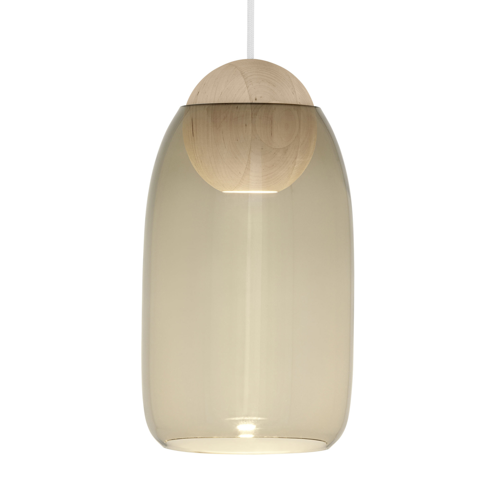 Mater Liuku Ball hanglamp hout natuur glas rookgr.