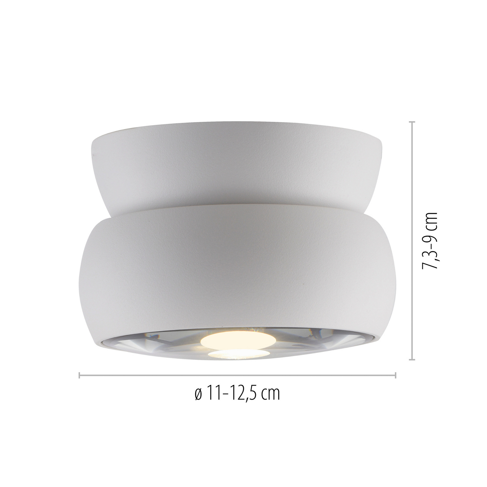 PURE LED тавански спот Move, бял, Ø 12 cm, метал/стъкло
