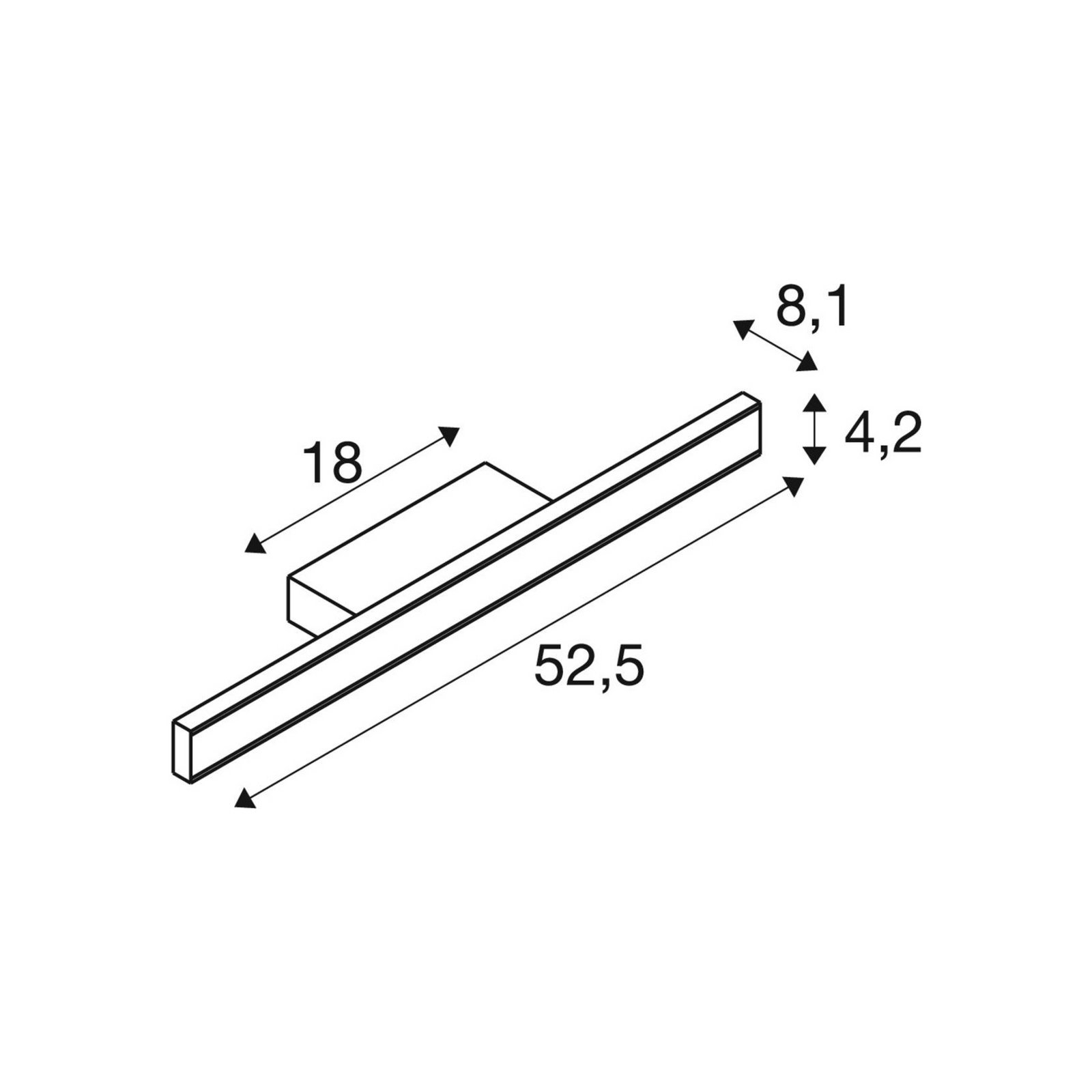 SLV Applique pour salle de bain LED One Linear, 52 cm, noir, CCT