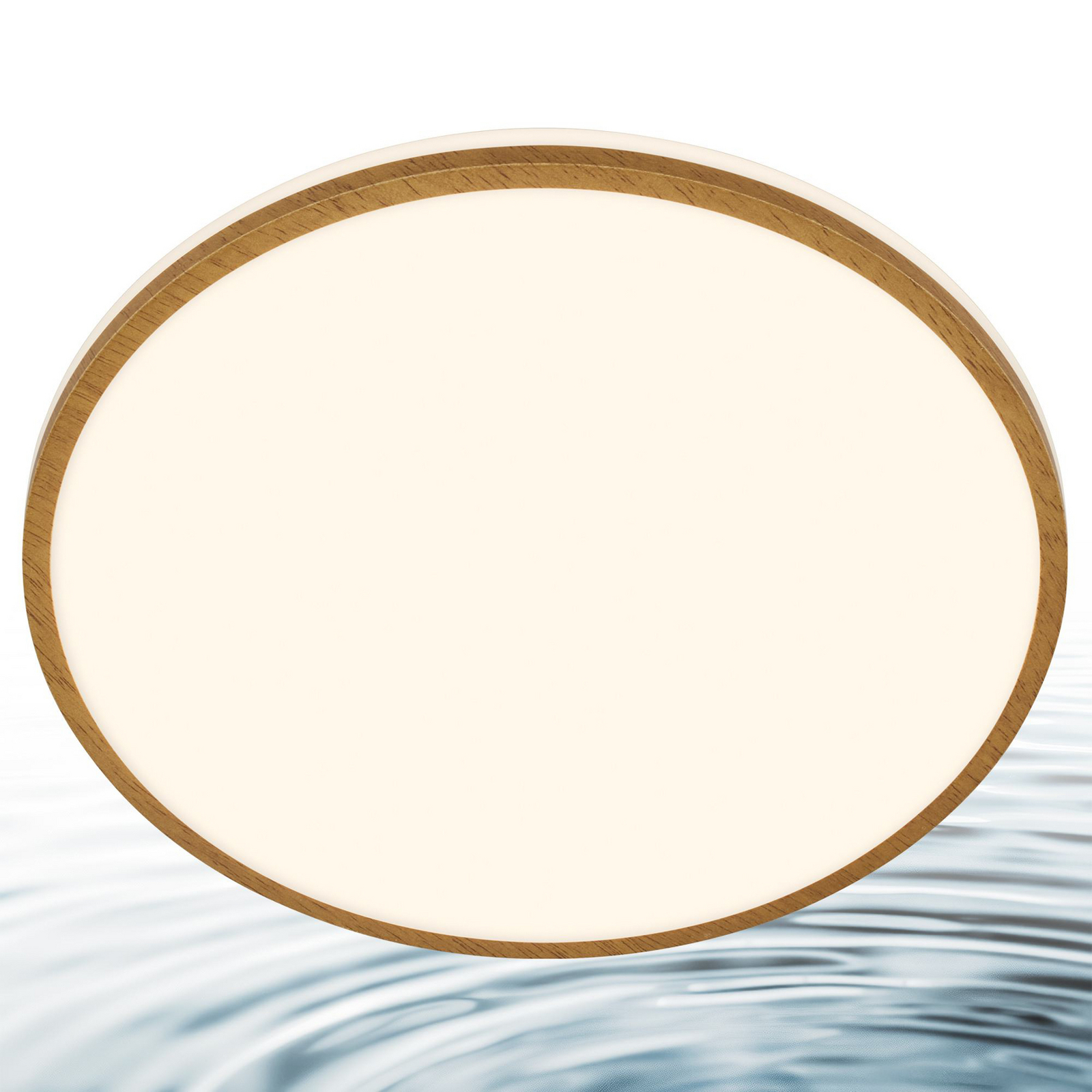 LED ceiling light Acorus, Ø 33 cm, white/wood colour, IP44