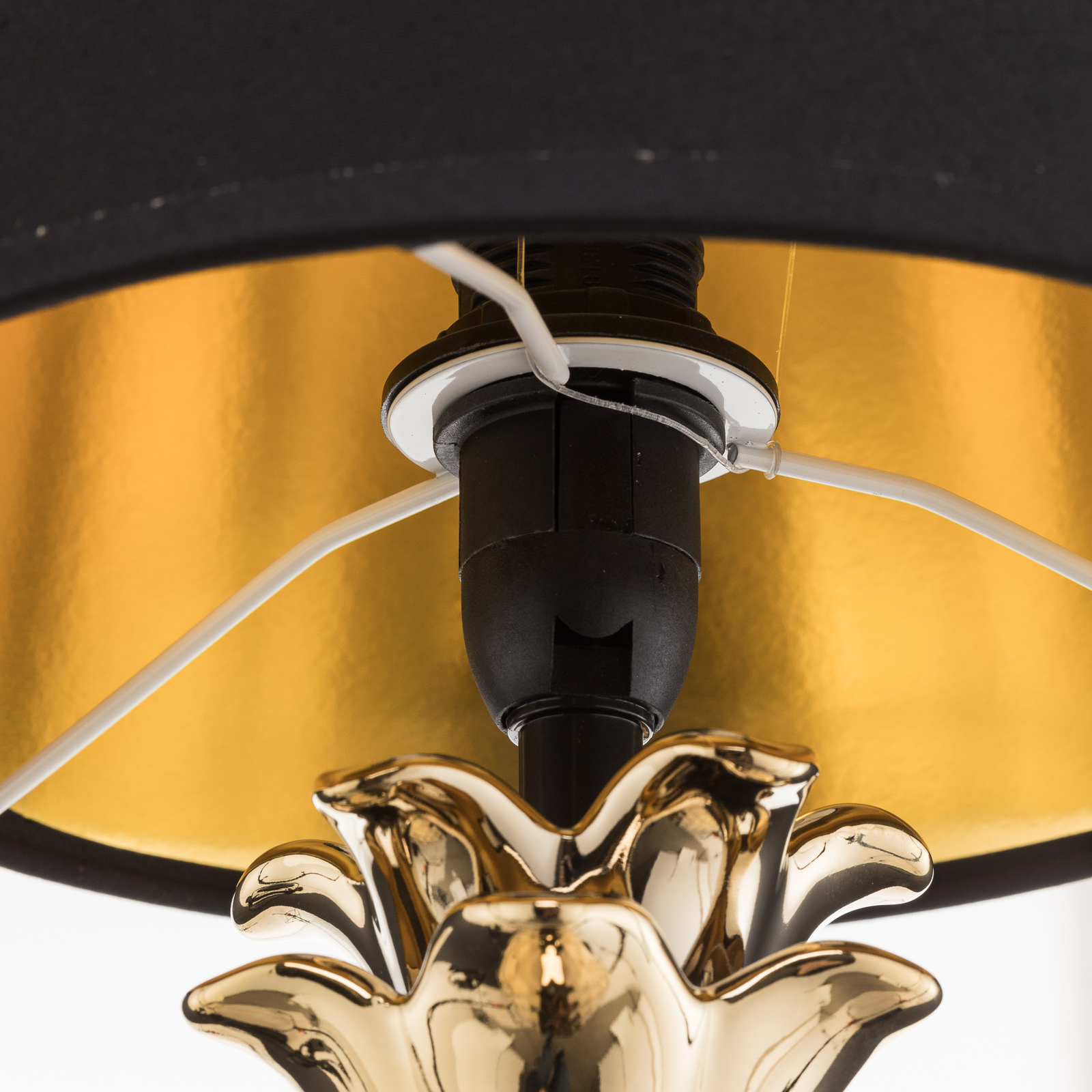 Keramická stolní lampa Pineapple zlatočerná