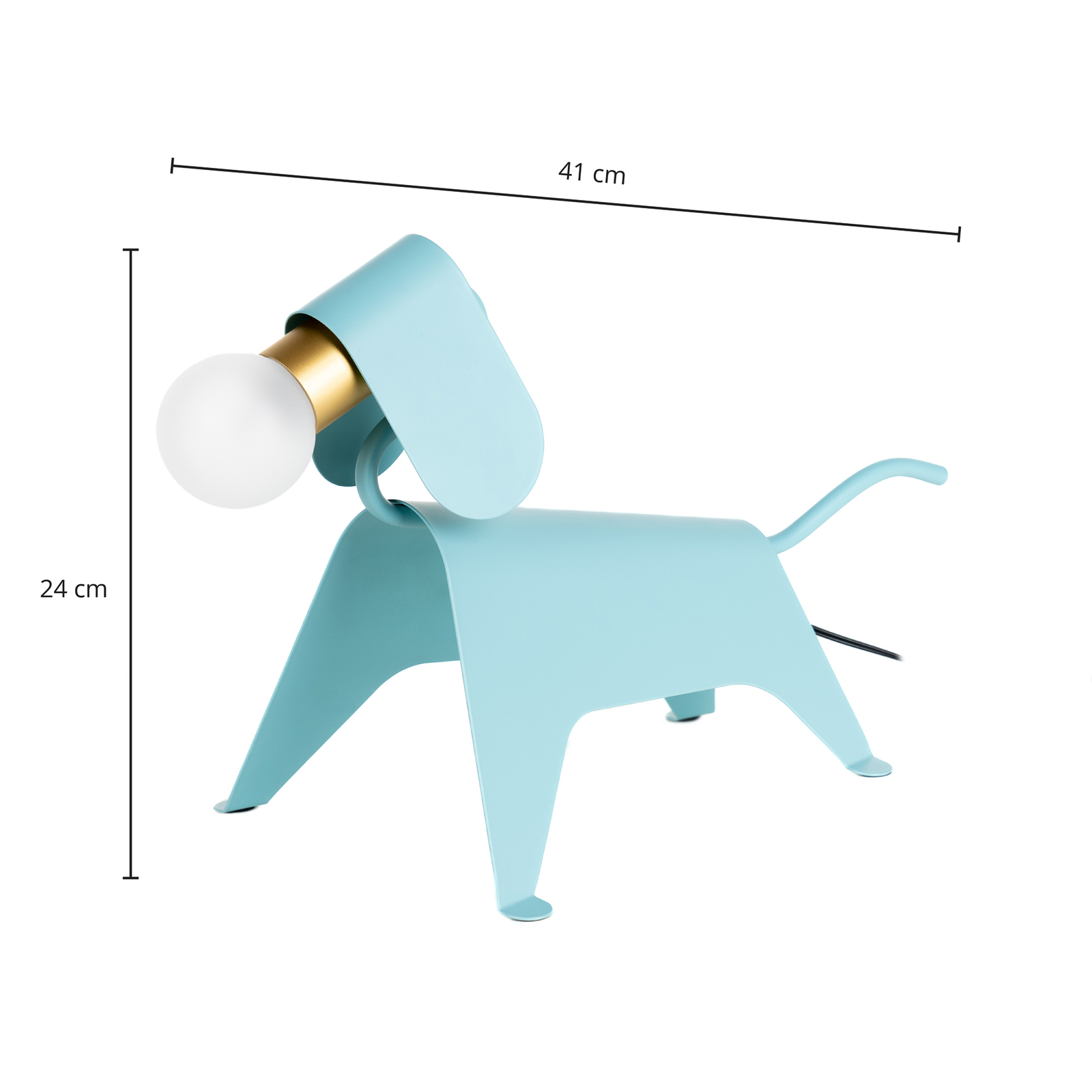 Lampă de masă Lucande Idalina, câine, albastru deschis, fier, 41 cm