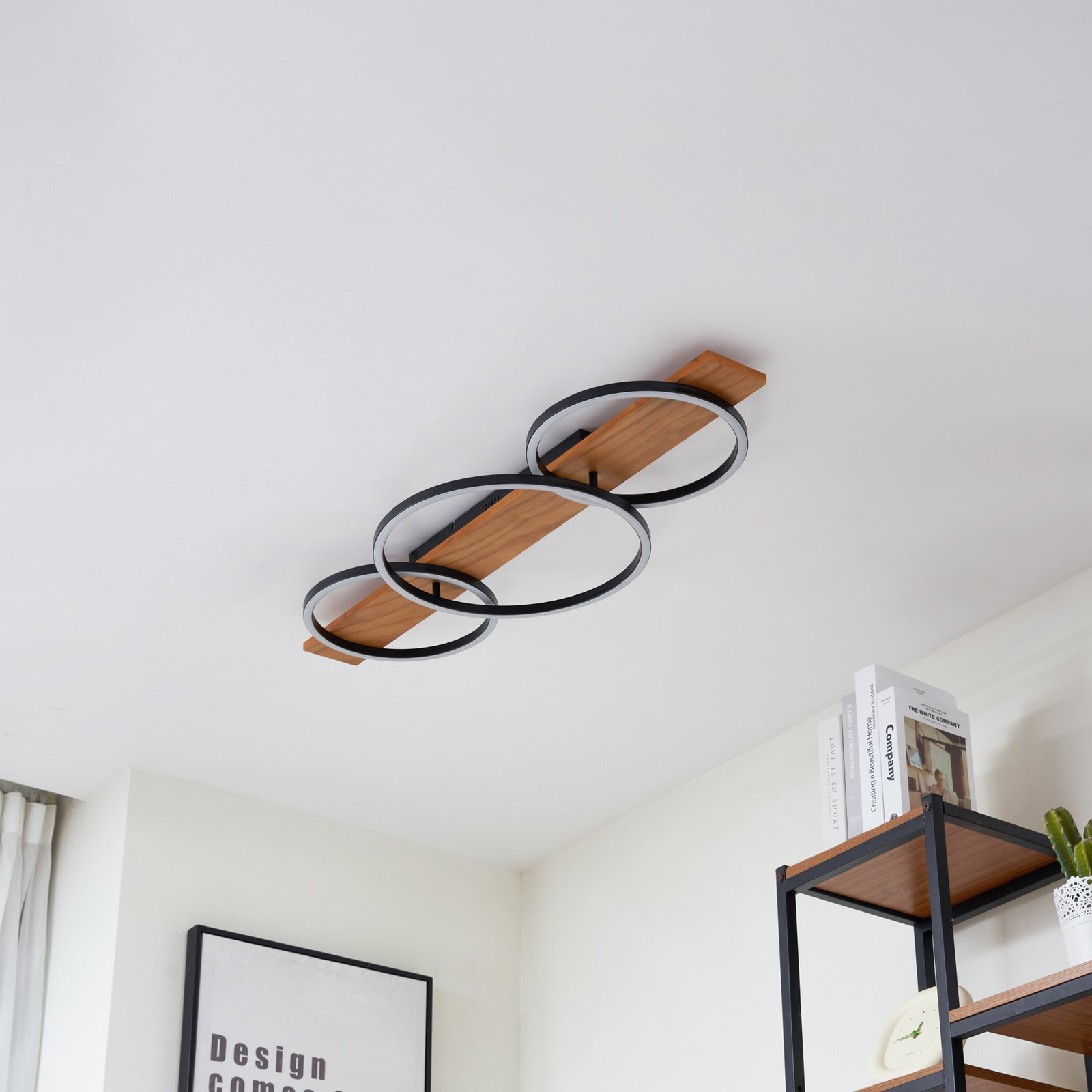 Galad 3 LED Lámpara de Techo Madera - Lindby