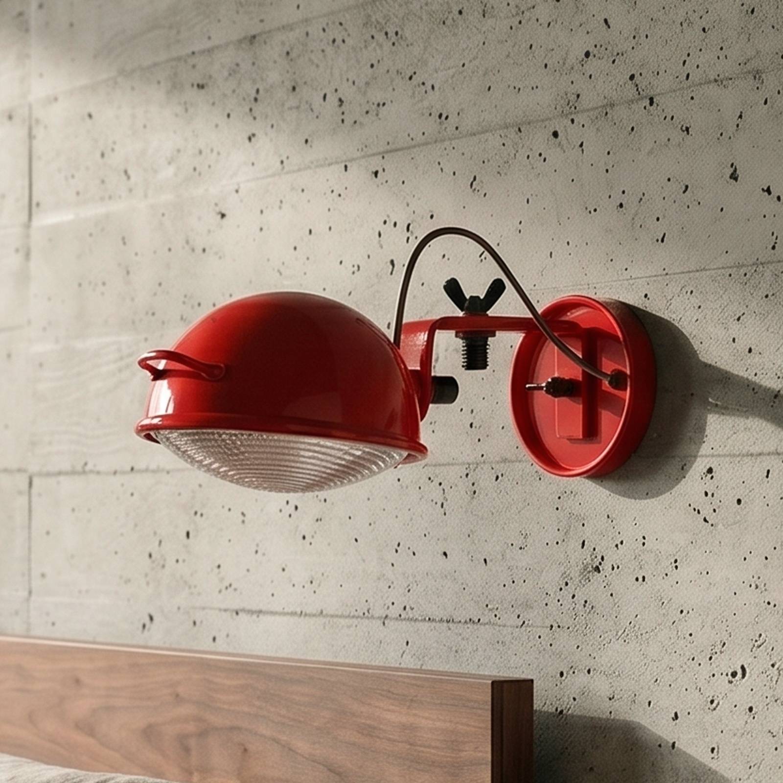 Aluminor Wandleuchte Jeep, rot, Aluminium, Glas, Stahl, E14