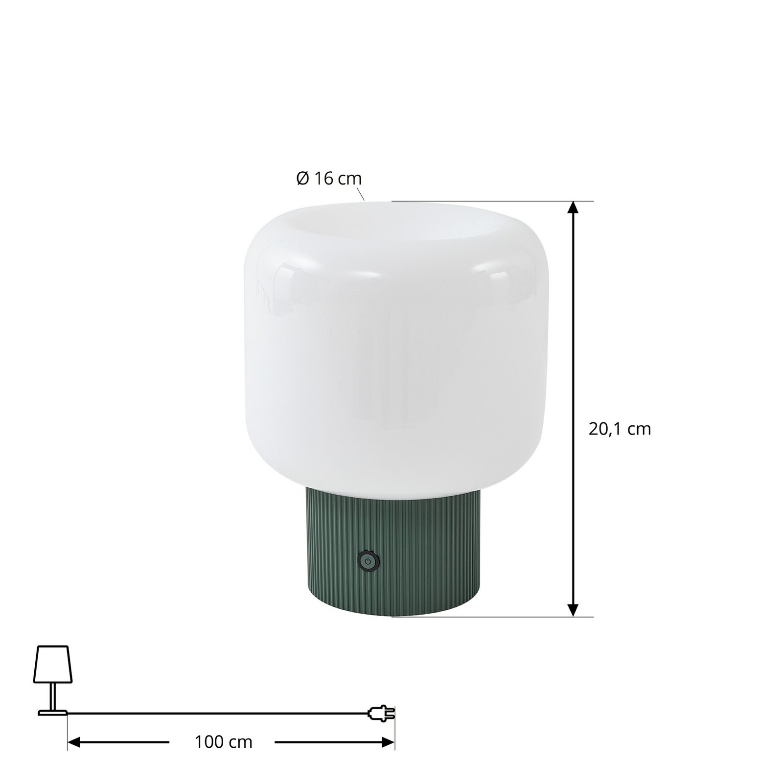 Katrin Palme LED-batteridrevet bordlampe, grønn, glass - Lucande Katrin Palme LED-batteridrevet bordlampe, grønn, glass - Lucande