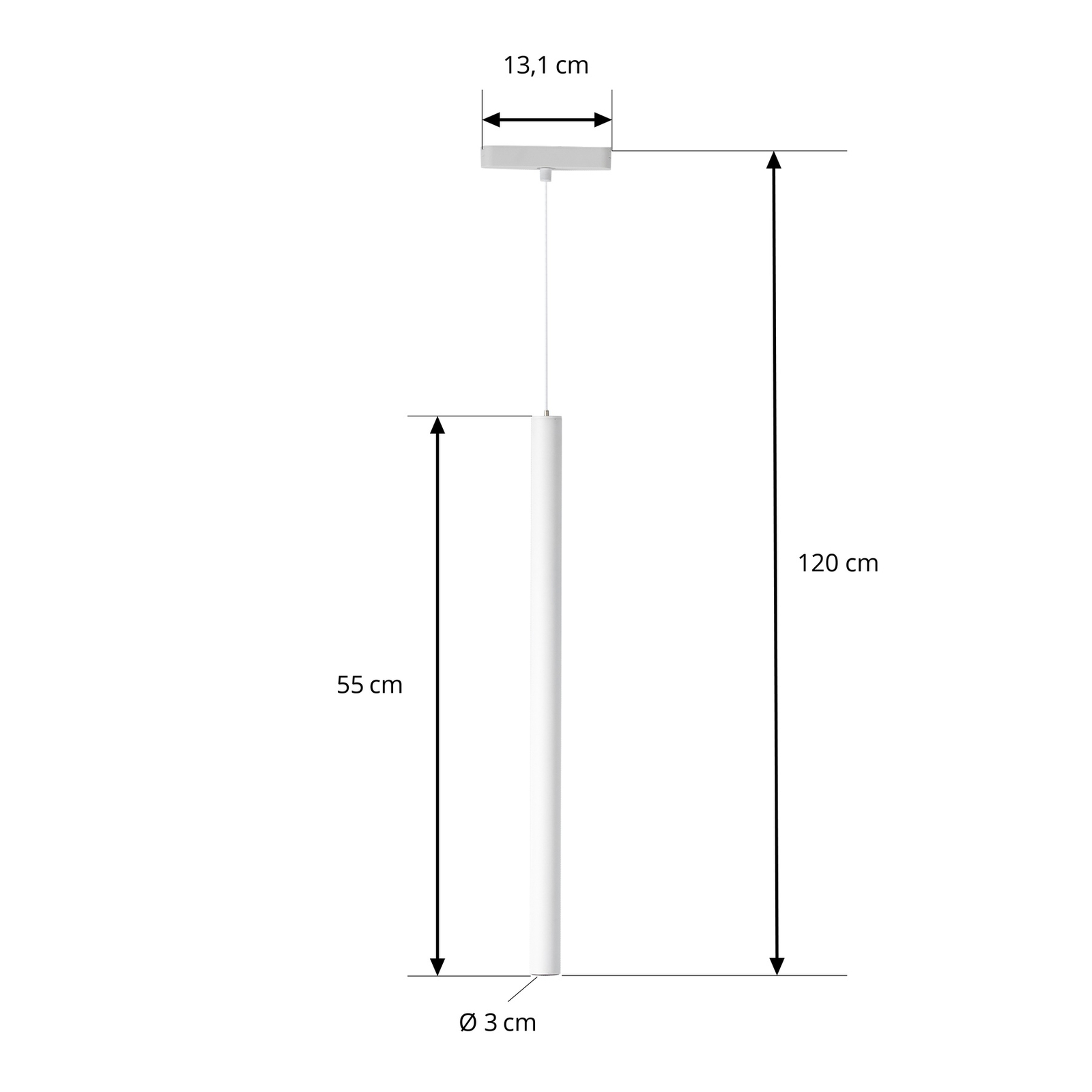 Suspension LED Lindby Lumaro, blanc, Ø 3 cm, aluminium, 48V