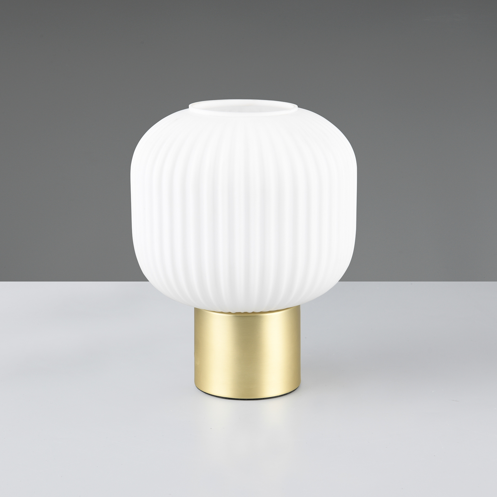 Diva table lamp, brass-coloured, white, metal, glass, E27