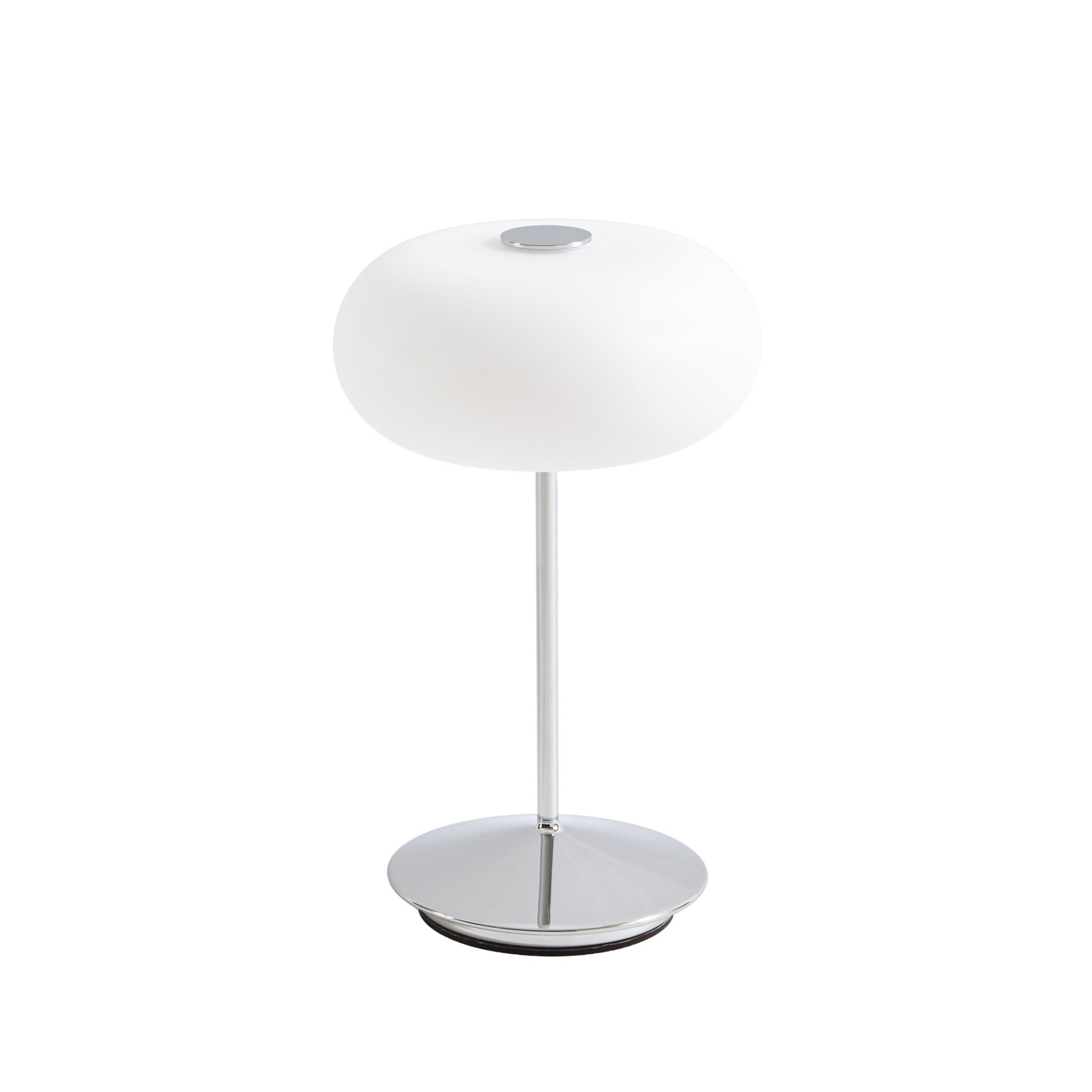 Anoria LED punjiva stolna lampa, krom/bijela, staklo, USB - Lucande