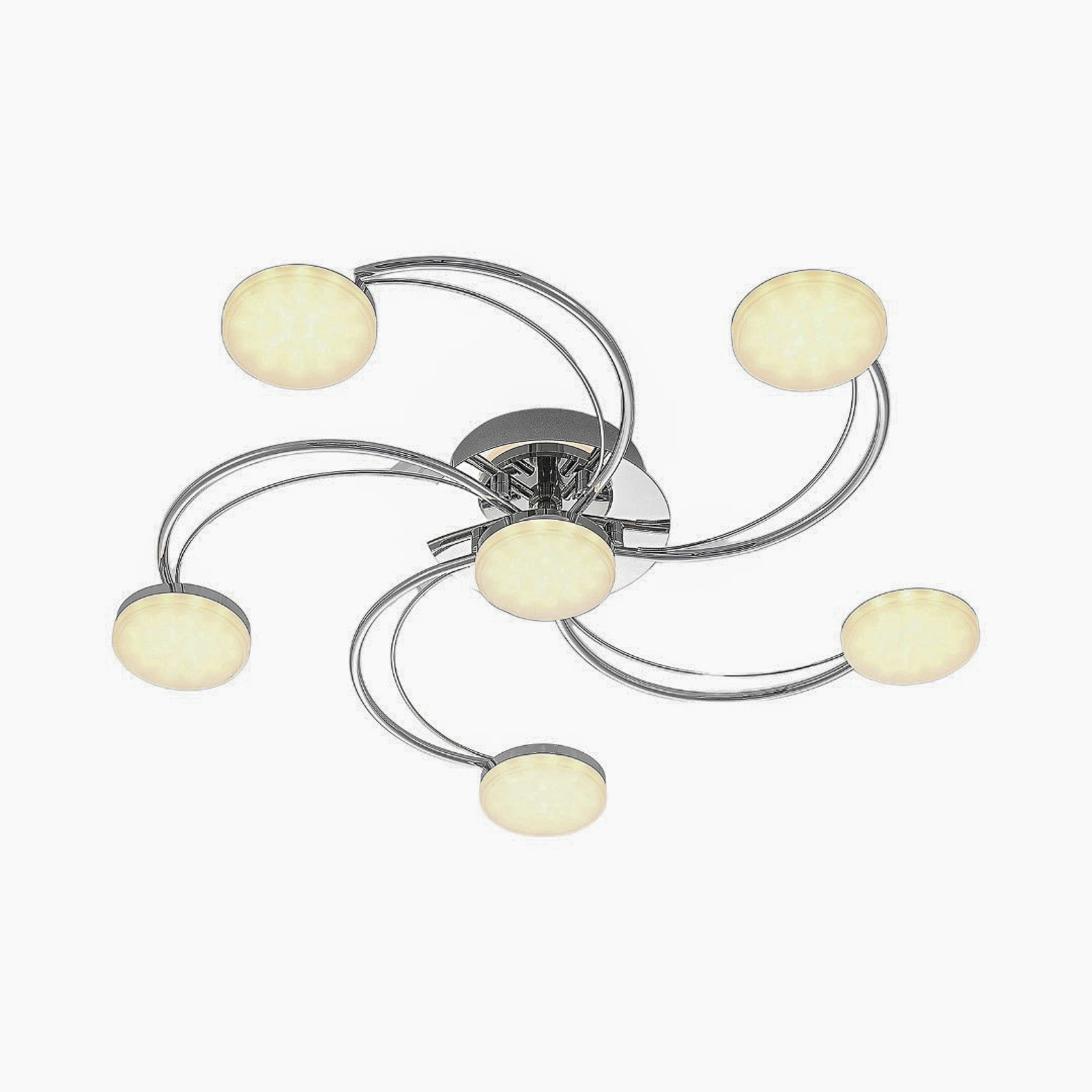 Plafón LED Lindby Rouven, forma espiral, 6 luces, gris
