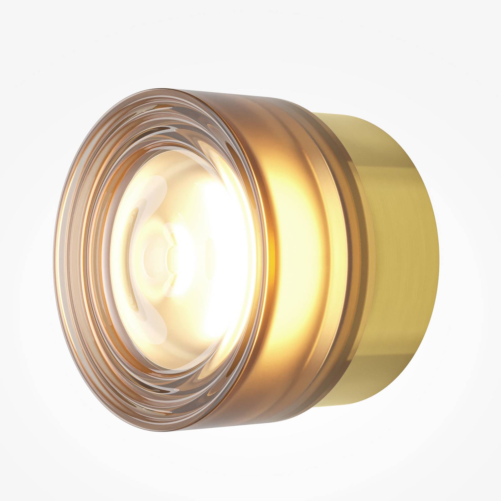 LED-Wandleuchte OLO, messing/amber glatt, Ø 13 cm, CCT
