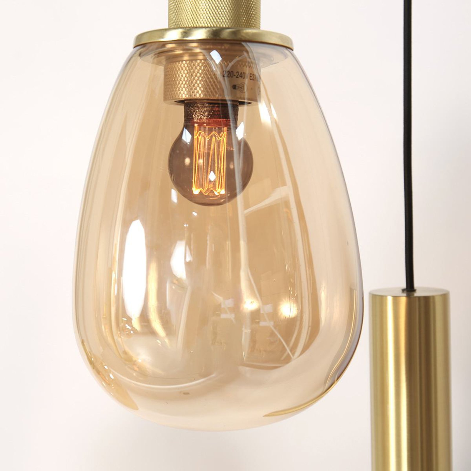 Reflexion pendant light, metal, glass, 9-bulb, brass