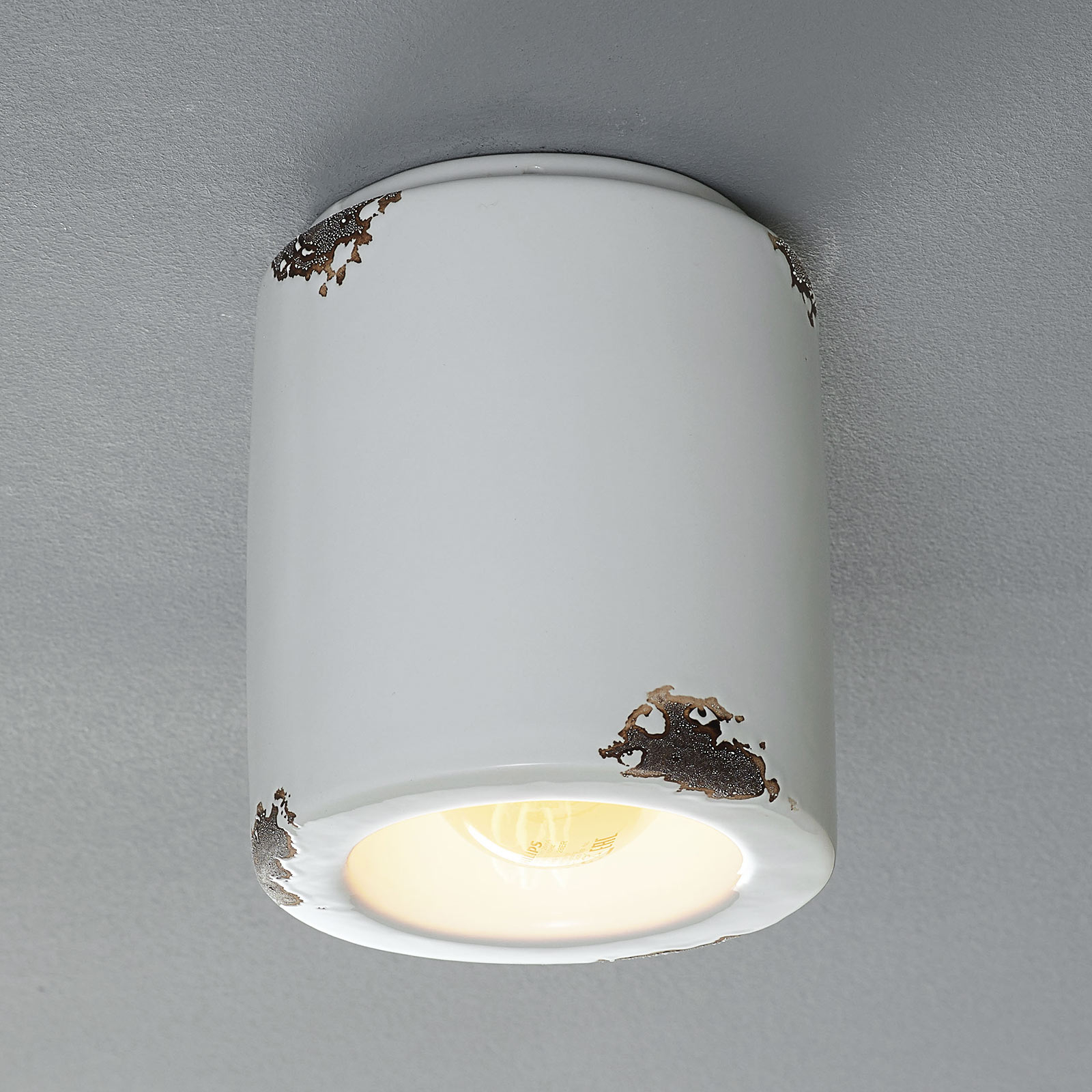 Plafondlamp C986 in vintage-stijl, wit