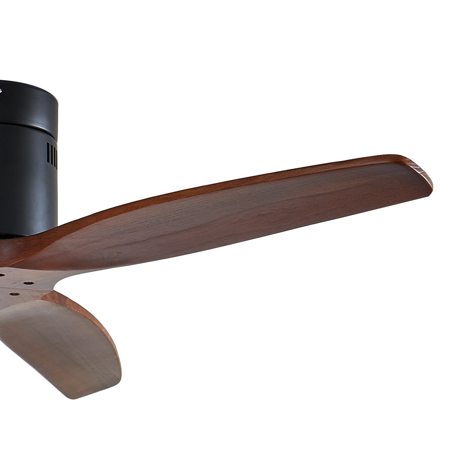Lucande Deckenventilator Vindur, schwarz, Holz, DC, leise