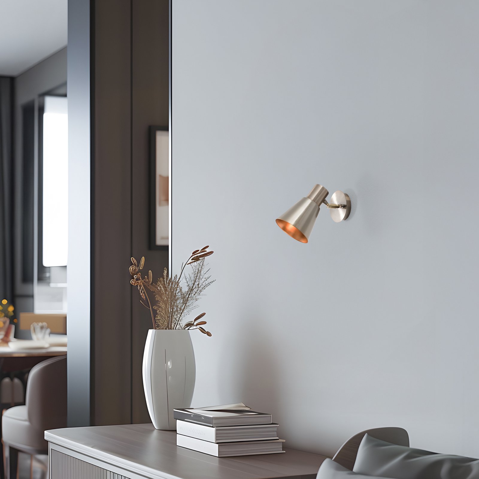 Applique murale Kem, laiton, métal, hauteur 22 cm, E27