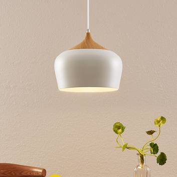 Lindby Vilsera hanglamp in wit met houtdetail