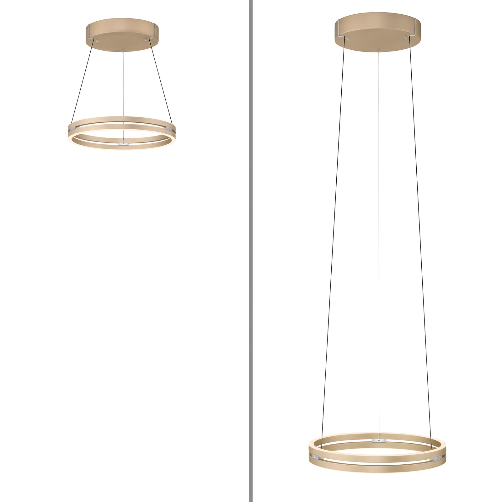 E-Loop LED-Hängelampe, ivory gold, Ø 50 cm, Alu, CCT - PURE E-Loop LED-Hängelampe, ivory gold, Ø 50 cm, Alu, CCT - PURE