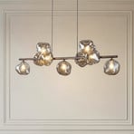 Pakabinamas šviestuvas „Lava“, rudas, 9 lempų, stiklas, ilgis 116 cm, G9