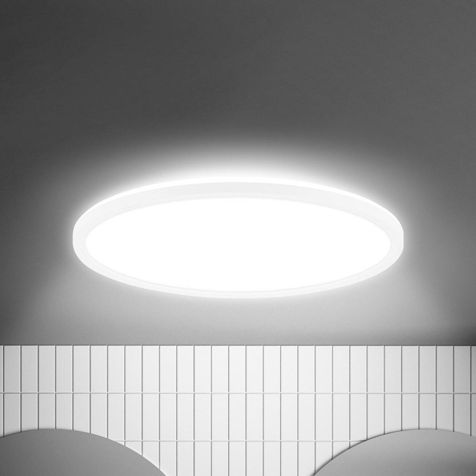 Stropné LED svetlo Move, senzor, Ø 42 cm, IP44, biela, 4000K