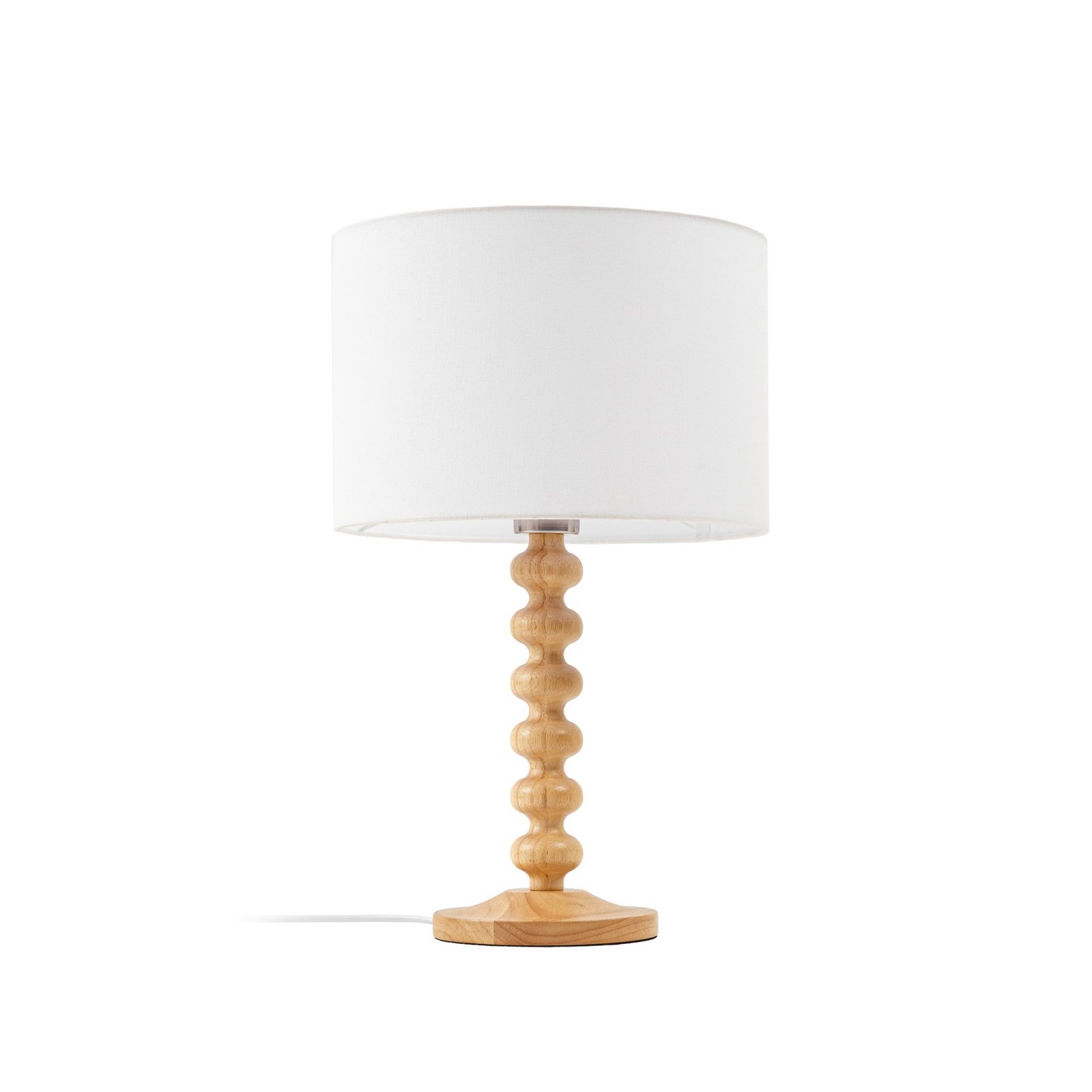 Lampe de table Karlie, blanche, en bois, hauteur 45 cm, E27 - Lucande