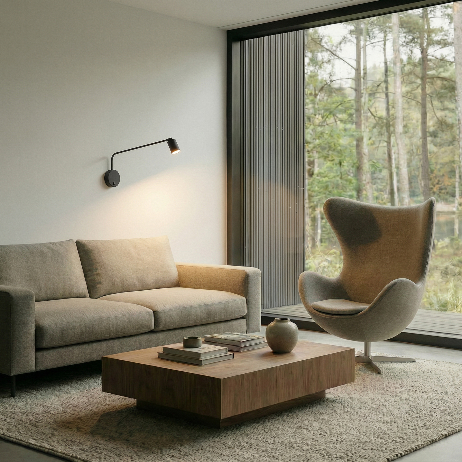 Væglampe Nex, sort, metal, højde 27 cm, GU10