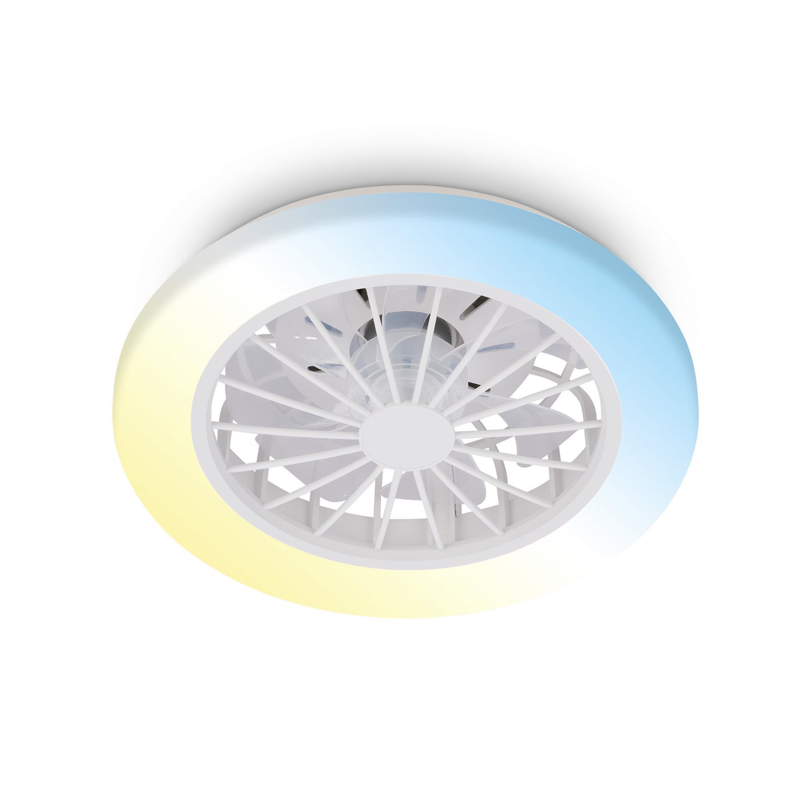 Pafo LED ceiling fan, white, plastic, CCT, remote control