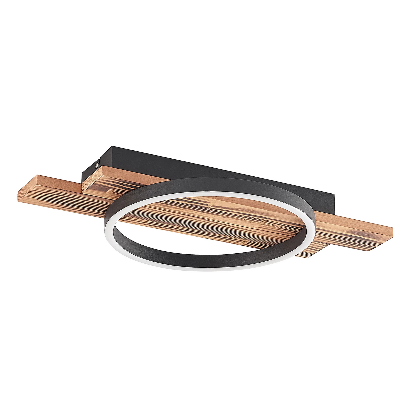 Lindby Plafón LED Sentoa, madera, 52,8 cm de largo, 3.000 K