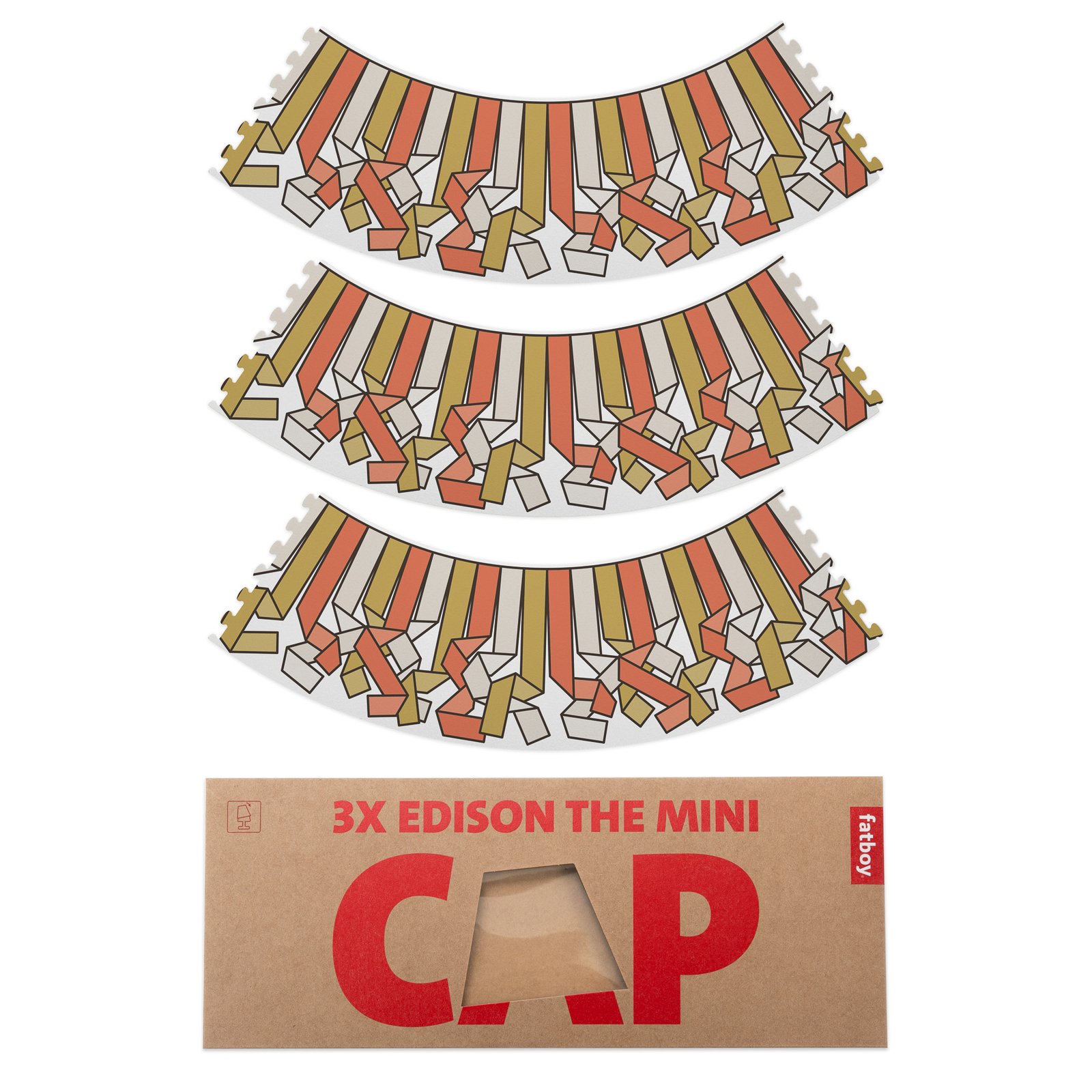 "Fatboy Mini Cappie" skėčių rinkinys iš 3 serpantinų aukso spalvos