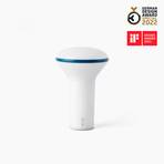 Buddy LED table lamp, white/blue, polycarbonate, Ø 11 cm