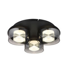 Belinda LED-loftlampe, Ø 38 cm, røggrå, 3 lyskilder, glas