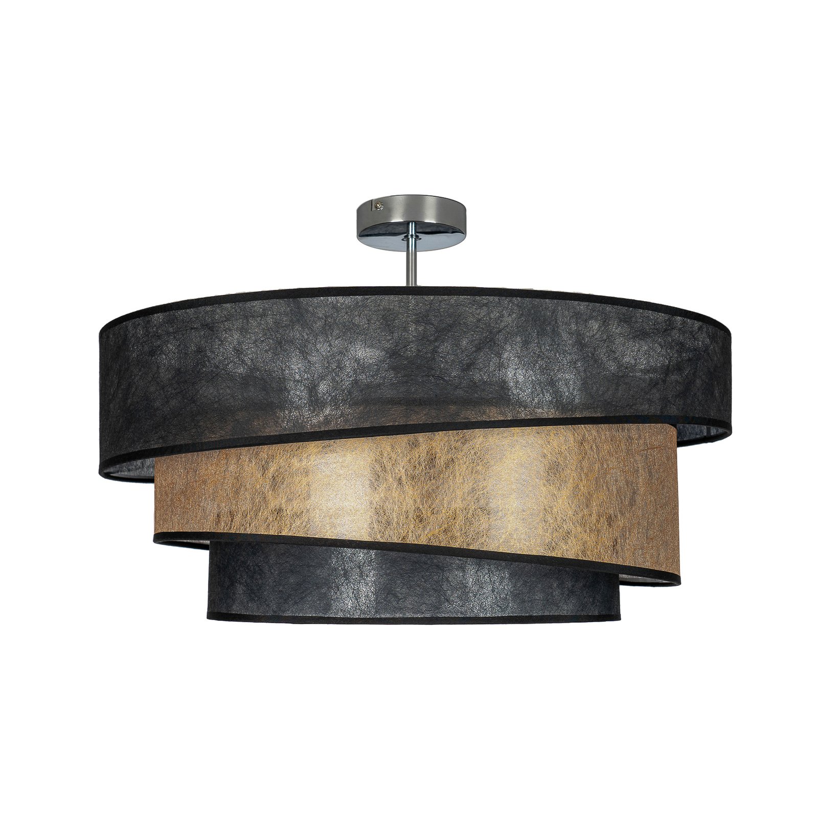 Lindby Deckenlampe Ayvira, schwarz/gold, Textil, 56 cm, E27