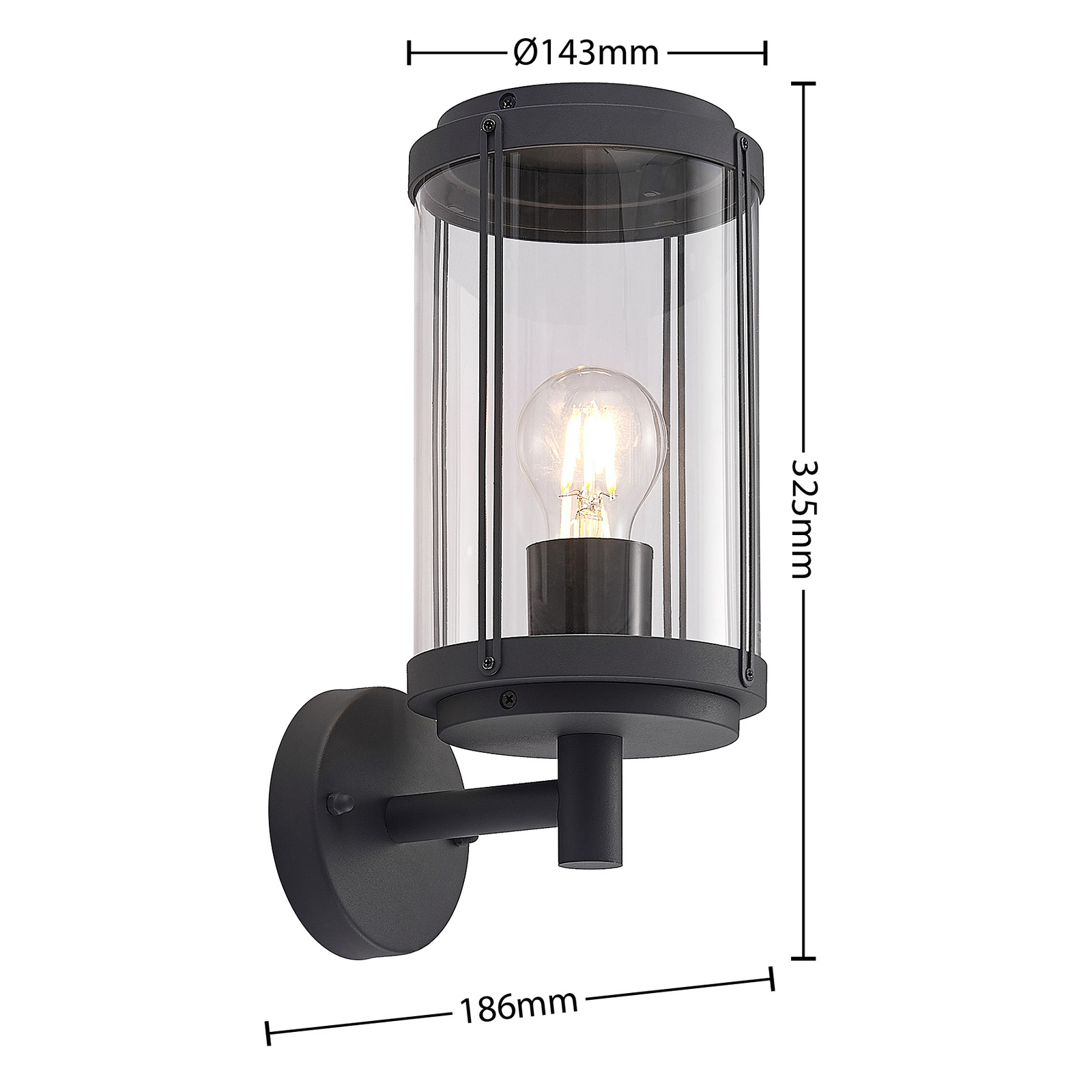 Ojali Candeeiro de Parede Exterior Dark Grey/Clear - Lindby