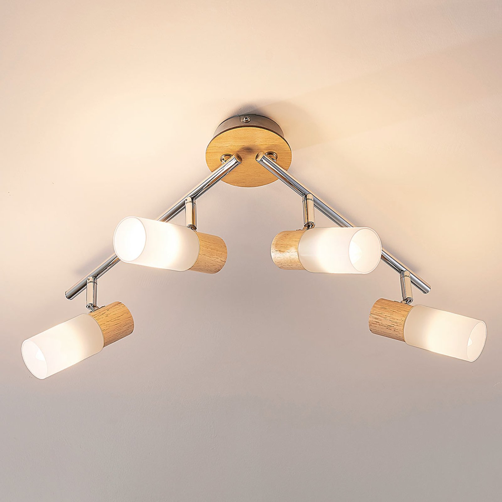 Christoph 4 Lampa Sufitowa Wood/White - Lindby