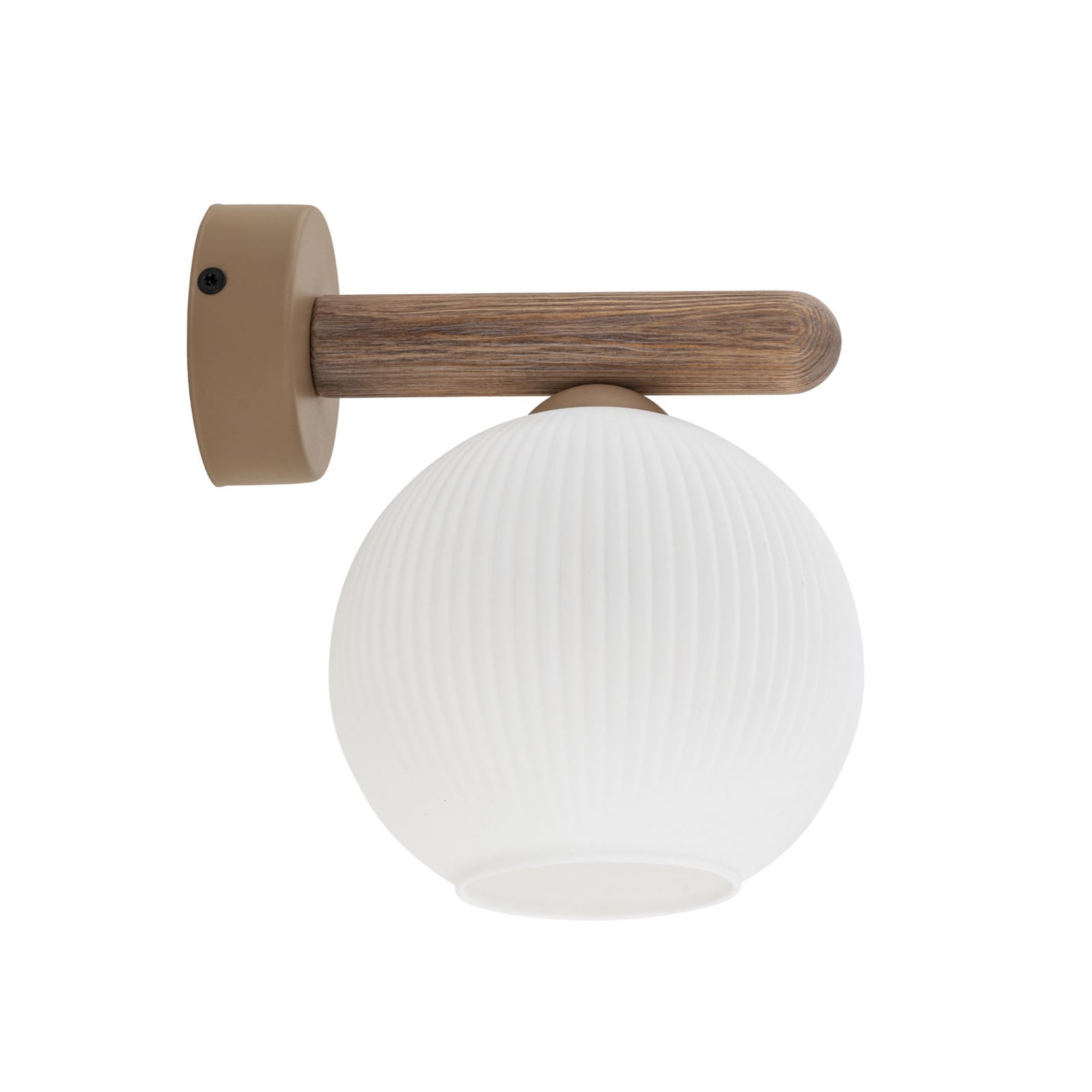 Applique murale Virlo, bois, verre opale, hauteur 20 cm, E14