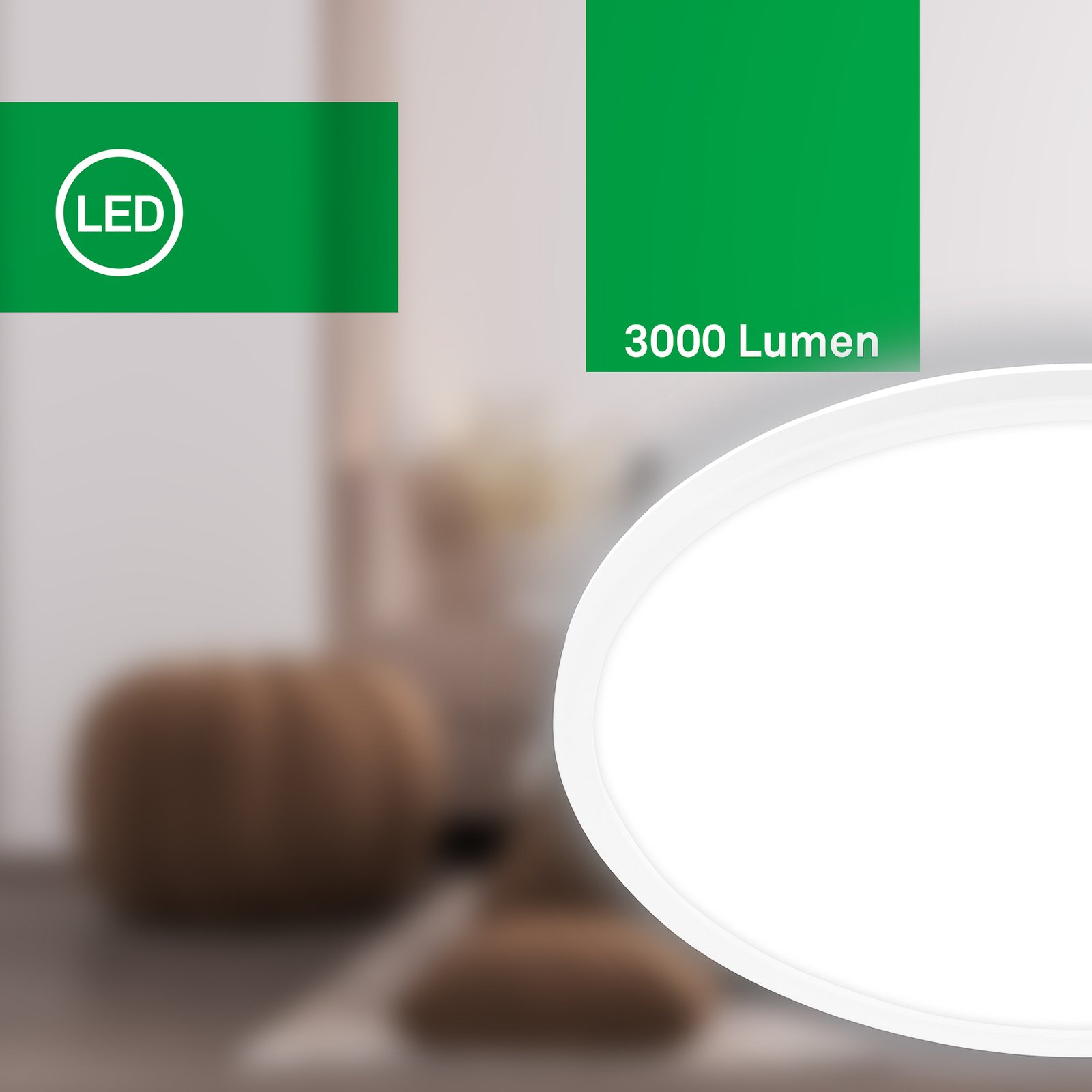 LED stropna svjetiljka Tava A, Ø 42 cm, plastika, bijela