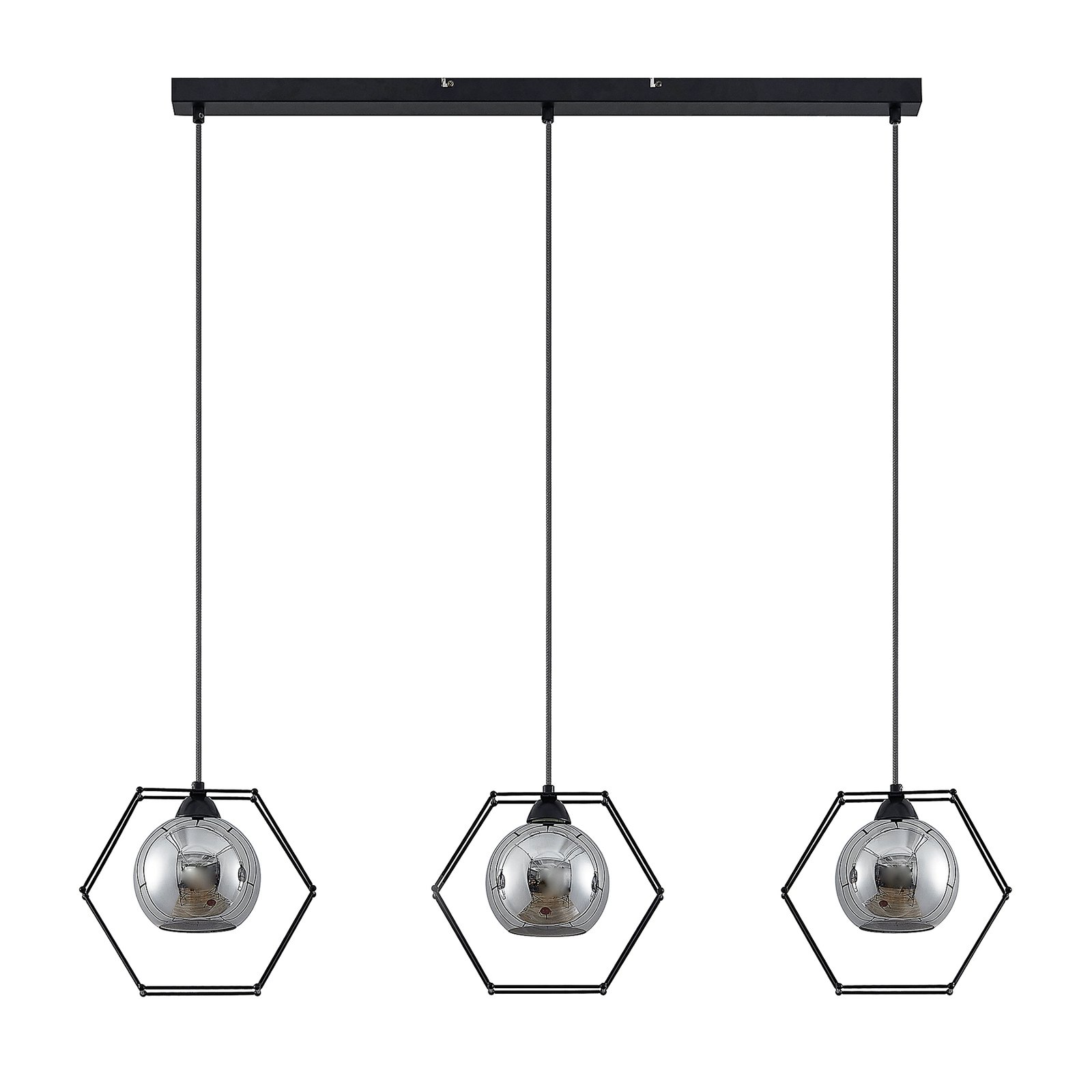 Lindby Dajanira hanglamp, 3-lamps, grijs