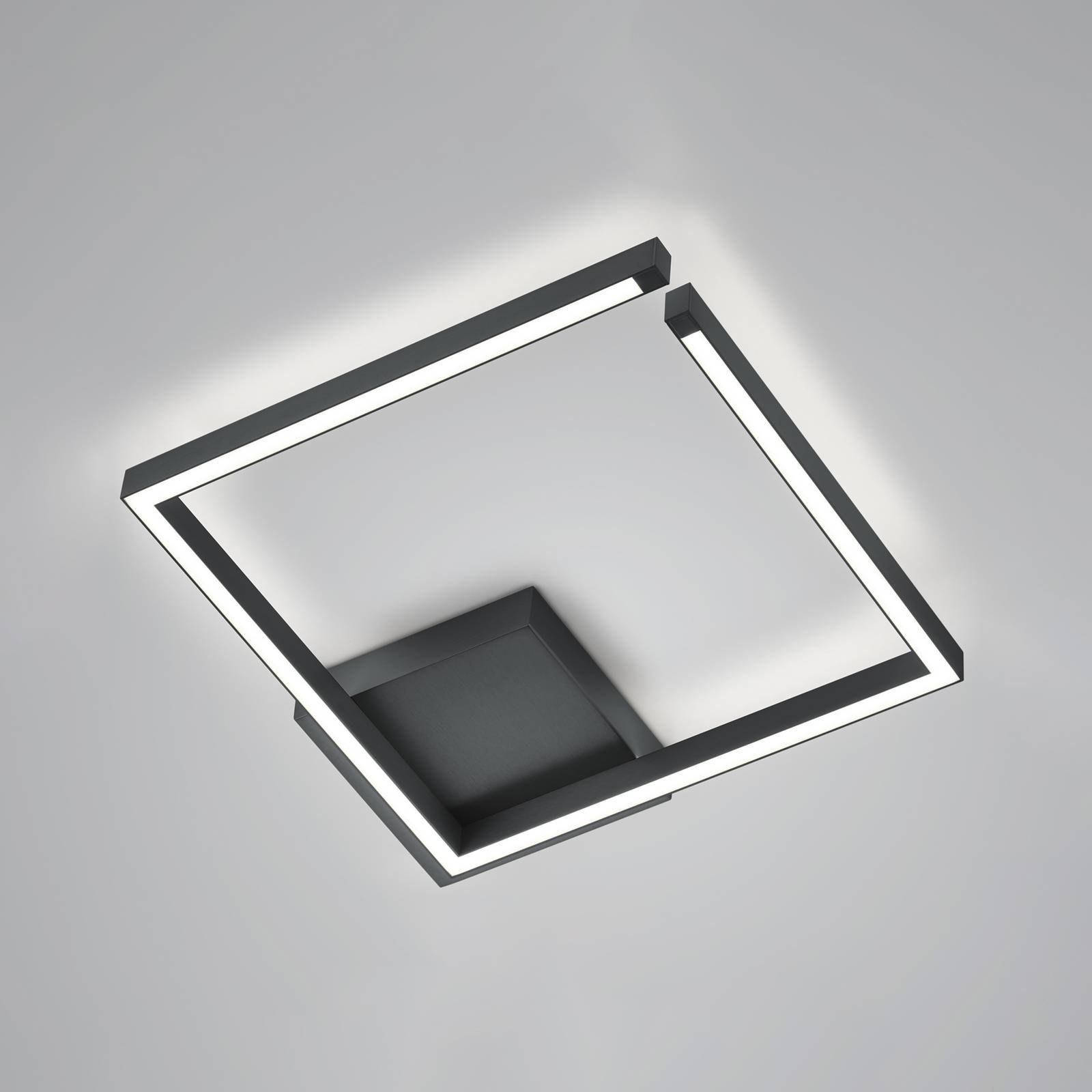 LED mennyezeti lámpa Yoko, négyzet alakú fekete