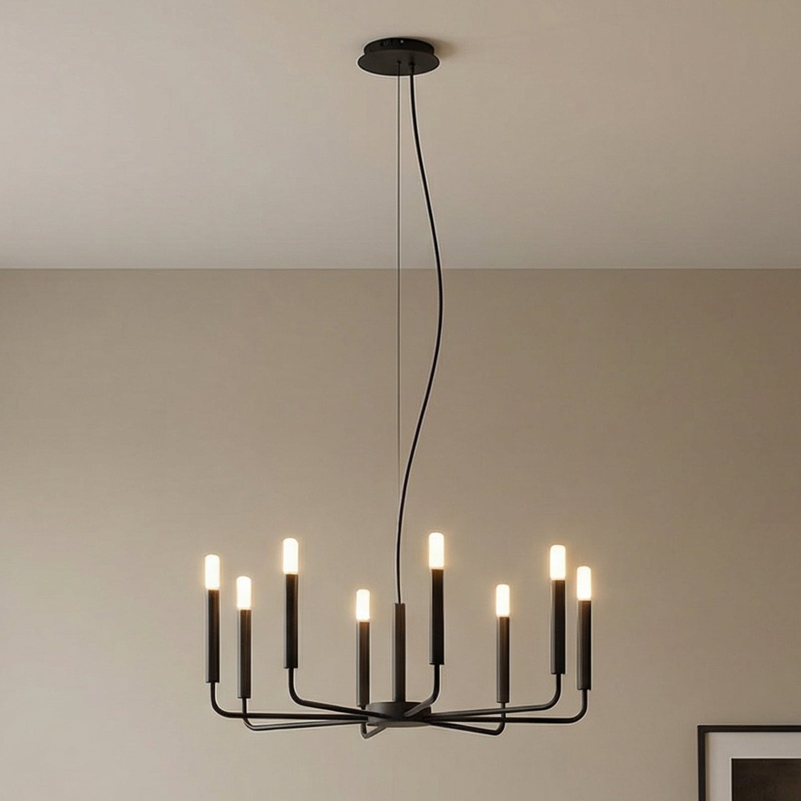 Lustra ORTO, melna, metāla, Ø 73 cm, 8 spuldzes Lustra ORTO, melna, metāla, Ø 73 cm, 8 spuldzes