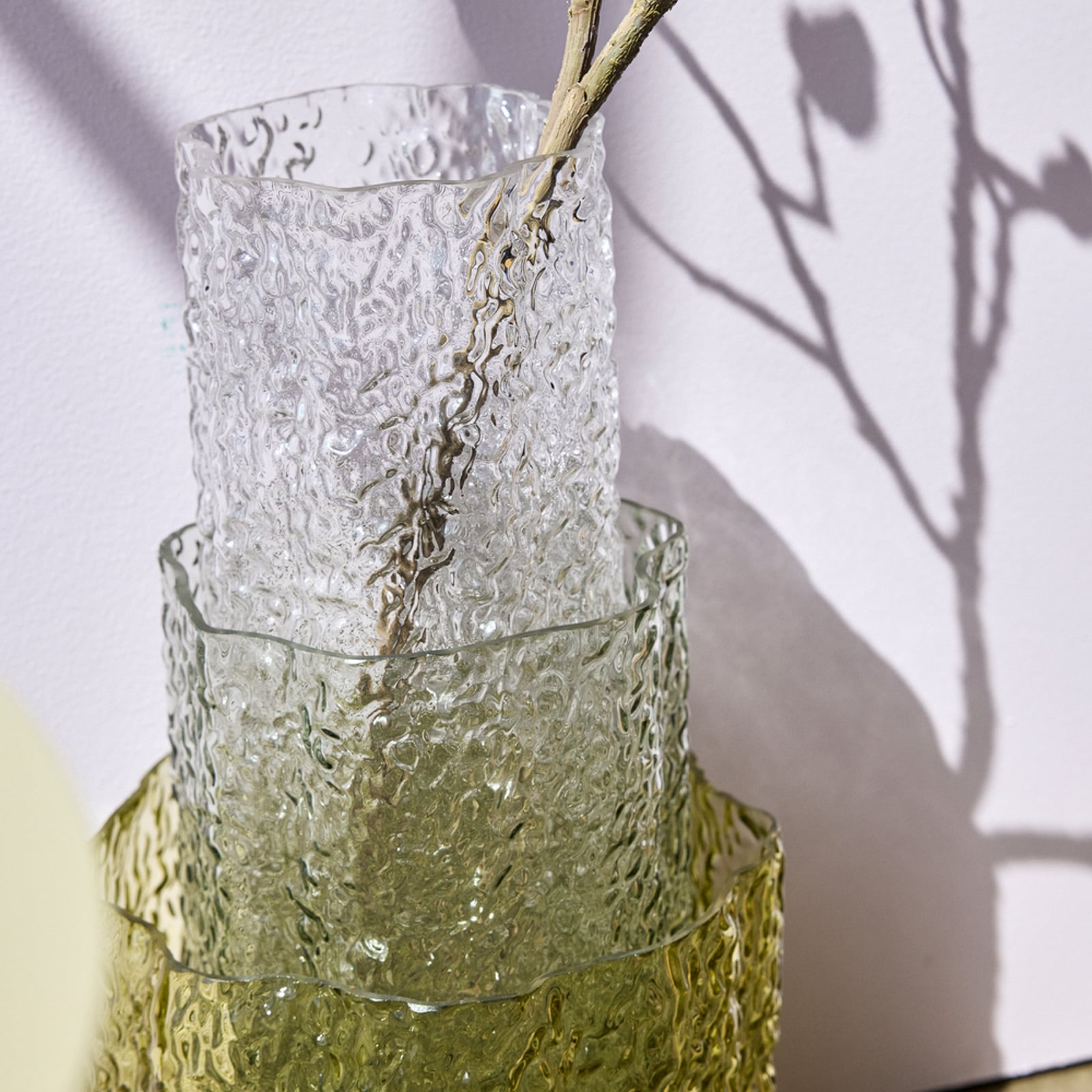 Vaso triplo, set da 3, verde/trasparente - Hübsch