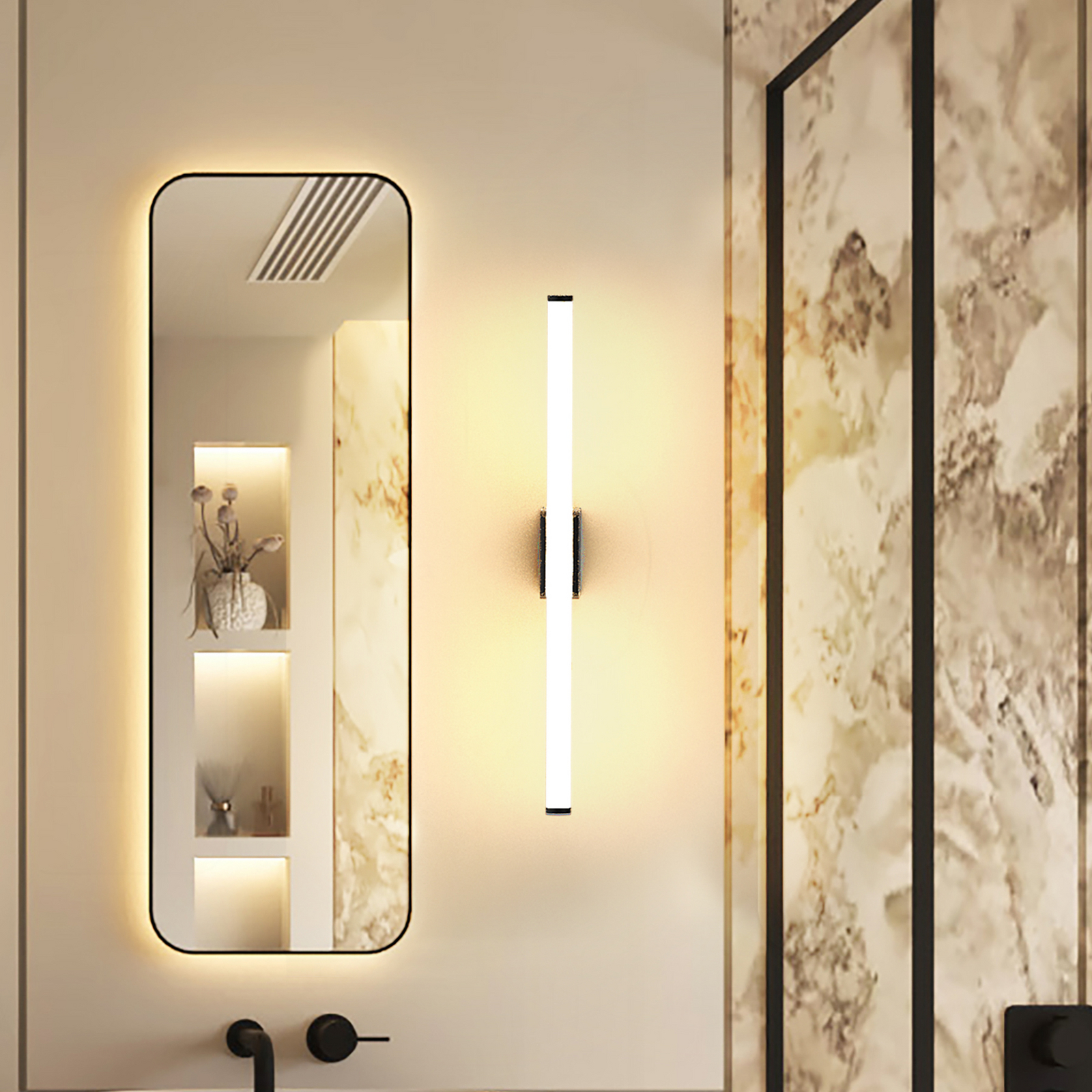 Kinkiet LED VINA S, czarny, szerokość 40 cm, IP44, CCT