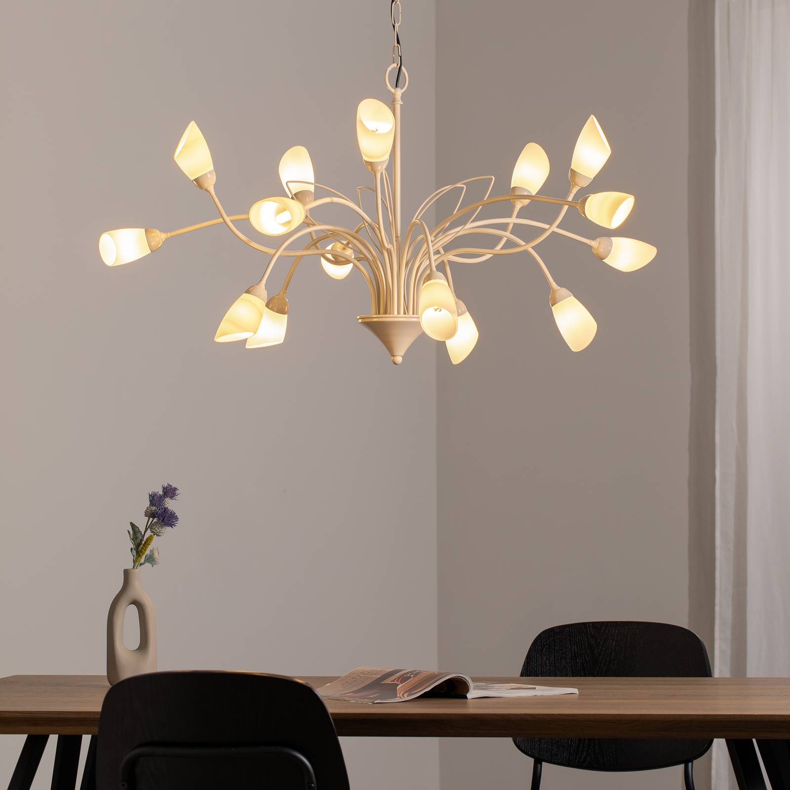 Pendelleuchte Gloriosa, Glas, creme, 15-flammig günstig online kaufen