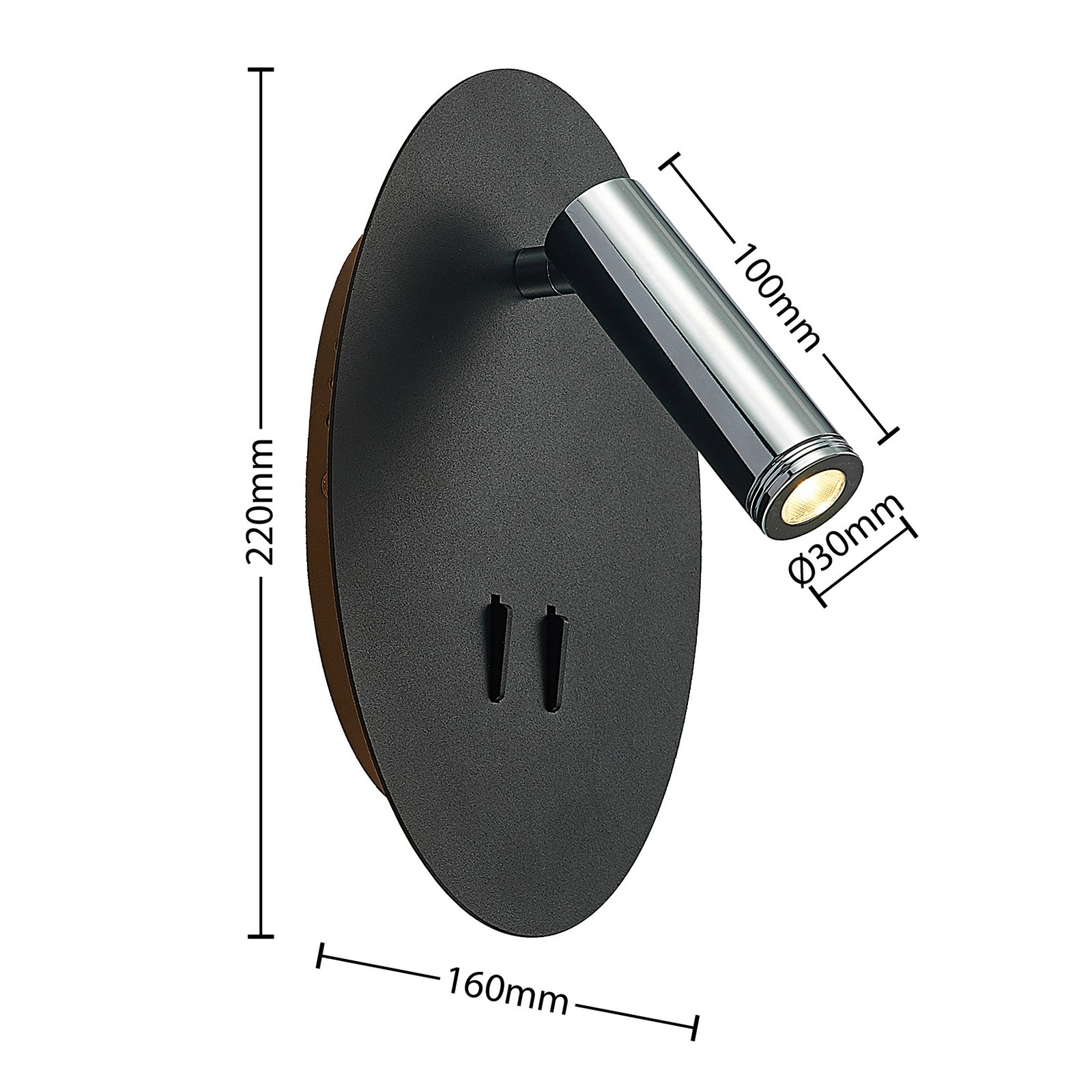 Lucande Kimo aplique LED oval negro