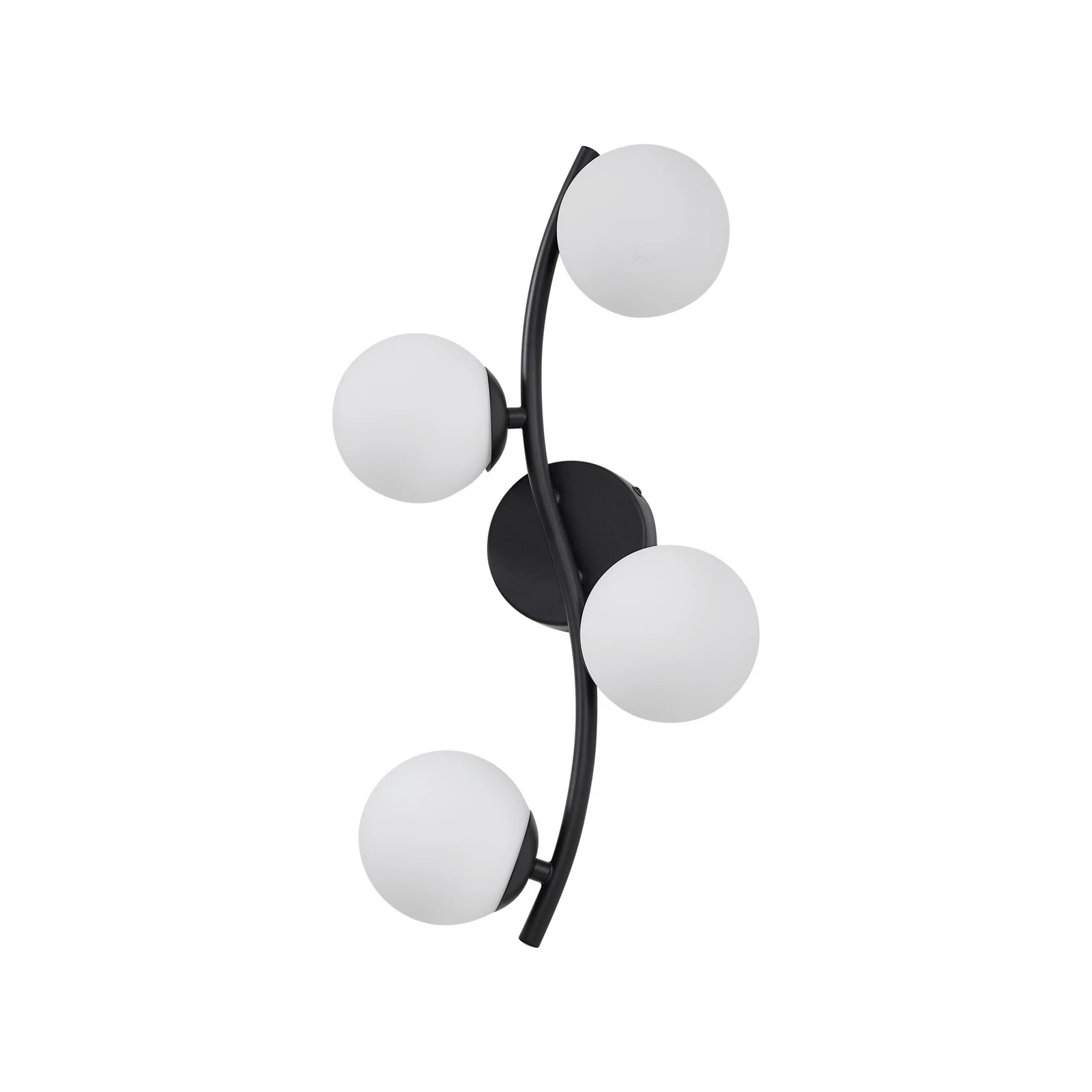 Applique murale Lindby Josiana, opale/noir, 48 cm, sphérique, verre